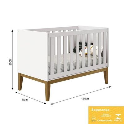 Berço Mini Cama Classic Branco Fosco Com Pés Amadeirado - Reller Móveis Branco Fosco