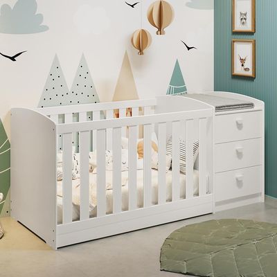 Berço Americano Multifuncional Atlanta Branco Fosco - Reller Móveis Branco Fosco
