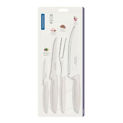 Conjunto de Facas Tramontina Plenus em Aço Inox e Polipropileno - 4 Peças Off White