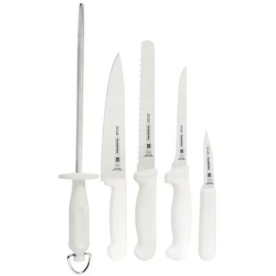 Conjunto de Facas Tramontina Profissional em Aço Inox - 6 Peças Branco