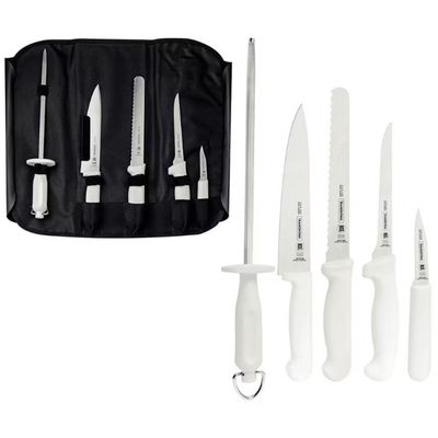 Conjunto de Facas Tramontina Profissional em Aço Inox - 6 Peças Branco