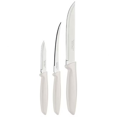 Conjunto de Facas Tramontina Plenus em Aço Inox - 3 Peças Off White