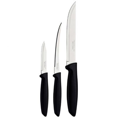 Conjunto de Facas Tramontina Plenus em Aço Inox - 3 Peças Preto