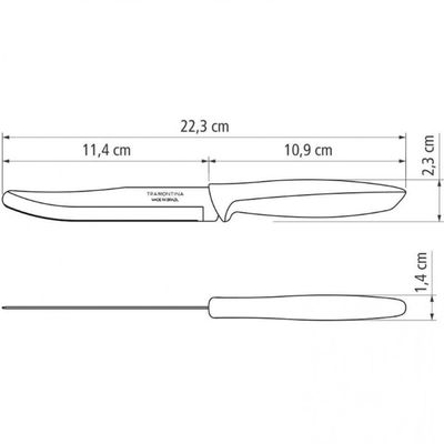 Faca 5 para Frutas Tramontina Plenus em Aço Inox com Fio Liso Inox Preto