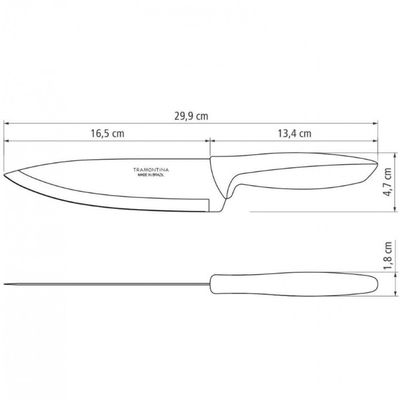 Faca 7 Chef Tramontina Plenus em Aço Inox Off White