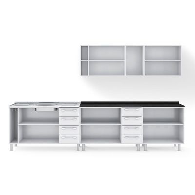 Cozinha Modulada Itatiaia Diamante com 5 Peças 11 Portas e 8 Gavetas 295cm Branco