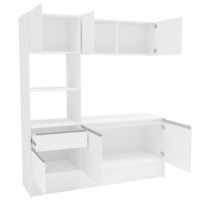 Cozinha Compacta Politorno Mov Evora MDP com 6 portas, 1 Gaveta e 1 Prateleira - 182cm de largura Branco