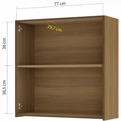 Armário Aéreo Nesher Rainha em MDF 15mm com 2 Portas e 1 Prateleira - 80cm de largura Nature