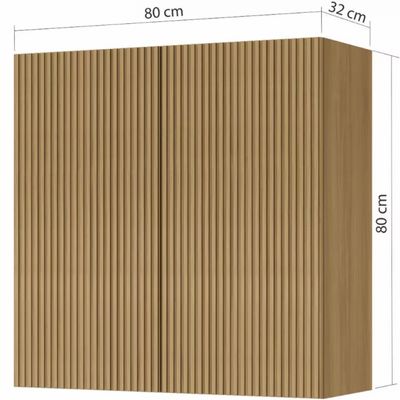 Armário Aéreo Nesher Rainha em MDF 15mm com 2 Portas e 1 Prateleira - 80cm de largura Nature