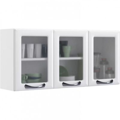 Armário Aéreo Triplo Itatiaia New Premium com 3 Portas e 2 Prateleiras - 120cm de largura Branco