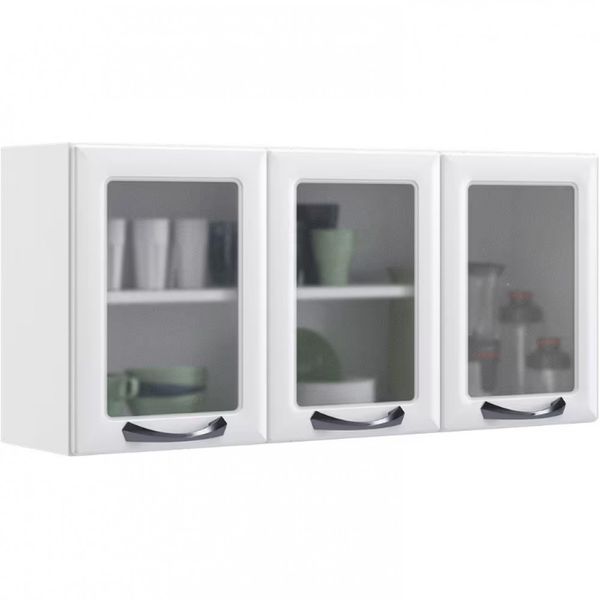 Armário Aéreo Triplo Itatiaia New Premium com 3 Portas e 2 Prateleiras - 120cm de largura Branco