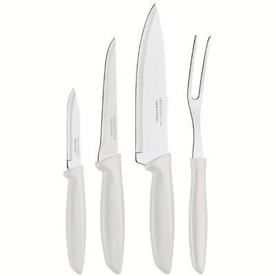 Conjunto de Facas Tramontina Plenus em Aço Inox e Polipropileno - 4 Peças Off White