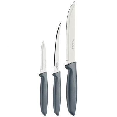 Conjunto de Facas Tramontina Plenus em Aço Inox - 3 Peças Cinza