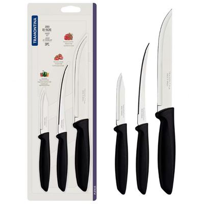 Conjunto de Facas Tramontina Plenus em Aço Inox - 3 Peças Preto