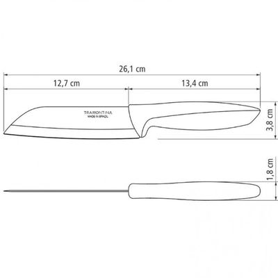 Faca 5 Santoku Tramontina Plenus em Aço Inox Preto