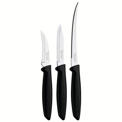 Conjunto de Facas Tramontina Plenus em Aço Inox e Polipropileno 3 Peças Preto e Inox
