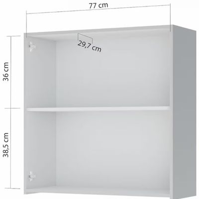 Armário Aéreo Nesher Rainha em MDF 15mm com 2 Portas e 1 Prateleira - 80cm de largura Branco