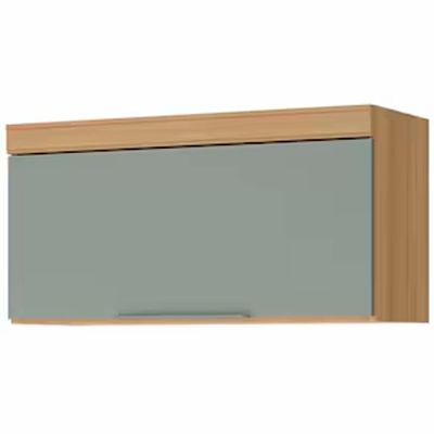 Armário Aéreo Nesher Marquesa em MDF 15mm com 1 Porta e 1 Prateleira - 80cm de largura Nature com Verde
