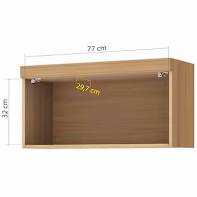 Armário Aéreo Nesher Marquesa em MDF 15mm com 1 Porta e 1 Prateleira - 80cm de largura Nature com Verde