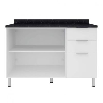 Cozinha Completa Bartira Rubi com 7 Portas e 5 Gavetas - 280cm de largura Branco