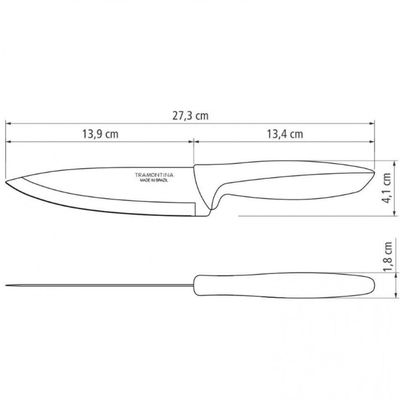 Faca 6 Chef Tramontina Plenus em Aço Inox Off White