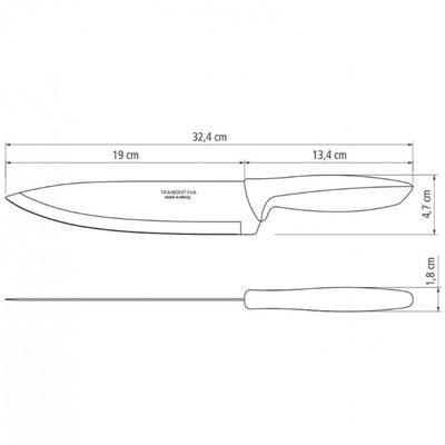 Faca 8 Chef Tramontina Plenus em Aço Inox Off White