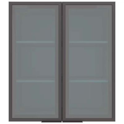 Armário Aéreo Bartira Cristal MDP 15mm com 2 Portas com Vidro e 2 Prateleiras - 80cm de largura Freixo