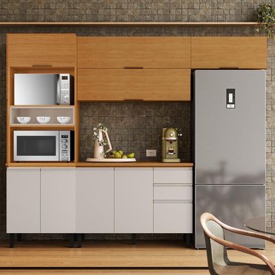 Cozinha Completa Itatiaia Ideale com 4 Peças com 9 Portas e 2 Gavetas Cinamomo/Off White