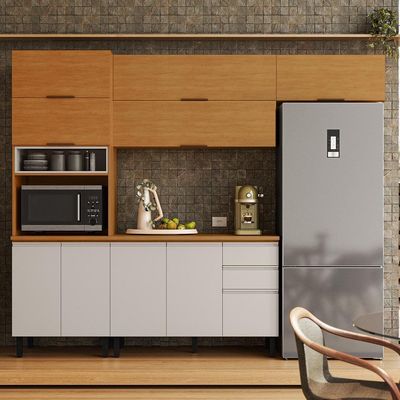 Cozinha Completa Itatiaia Ideale com 4 Peças 10 Portas e 2 Gavetas 270cm Cinamomo/Off White
