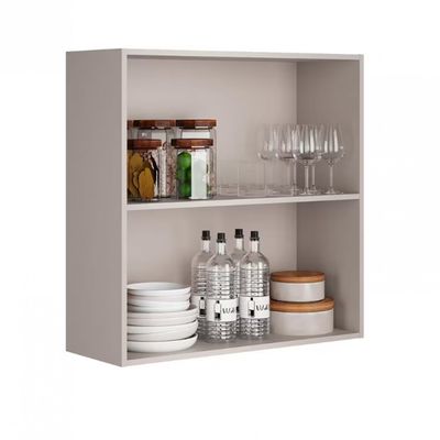 Armário Aéreo Duplo Itatiaia Essence com 2 Portas, 2 Prateleiras e 80 cm de Largura Fendi/Gris