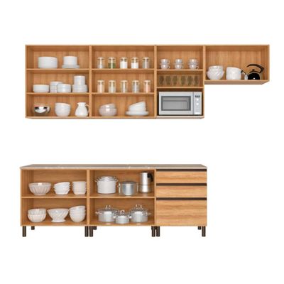 Cozinha Cristal 10 Portas 3 Gavetas MDP 15 mm Bartira Lâmina Mel