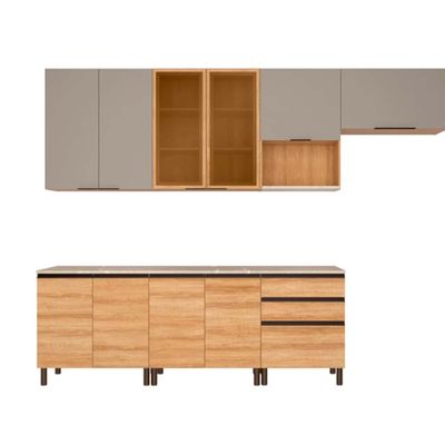 Cozinha Cristal 10 Portas 3 Gavetas MDP 15 mm Bartira Lâmina Mel/Nude