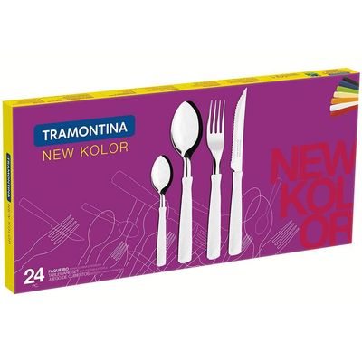 Faqueiro 24 Peças Tramontina New Kolor em Aço Inox Vermelho