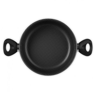 Caçarola Gourmet com Tampa de Vidro e Antiaderente de Alumínio 22cm Multiflon Preto