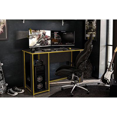 Mesa para Computador Gamer Politorno Singapura 1 Nicho Preto com Amarelo