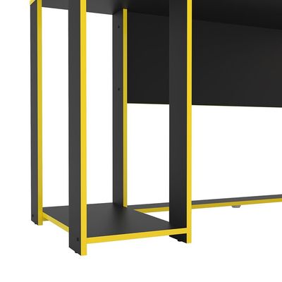 Mesa para Computador Gamer Politorno Singapura 1 Nicho Preto com Amarelo