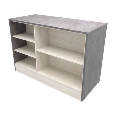 Cozinha Completa Bartira Cristal com 10 Portas, 5 Gavetas, 9 Prateleiras e Bancada Gourmet - 300cm de Largura Freixo/Azul