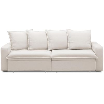 Sofá Retrátil Reclinável Para Sala de Estar Living 195cm Vêneto F04 Bouclê Cru - Lyam Decor