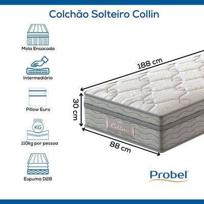 Colchão Solteiro Mola Ensacada Probel Collin (88x188x30cm)