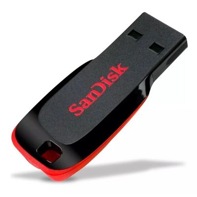 Pendrive Sandisk Cruzer Blade 128gb 2.0 Preto e Vermelho