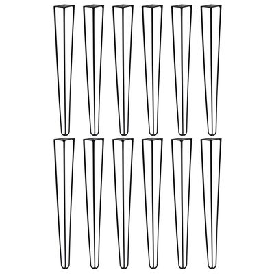 Kit 12 Pés de Metal 60 CM Hairpin Legs Mesa de Canto Aparador Preto G41
