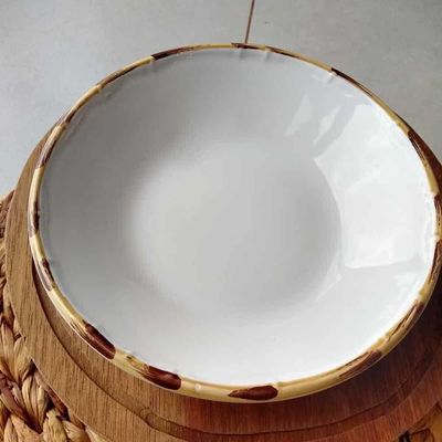 Jogo 4 Pratos Fundos Borda De Bambu 24cm 1ª Linha Scalla
