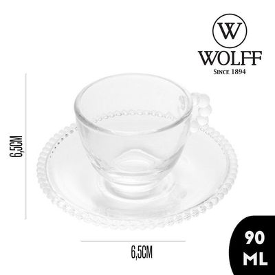 Jogo 4 Xícaras De Café Com Pires Cristal Pearl Wolff 90ml