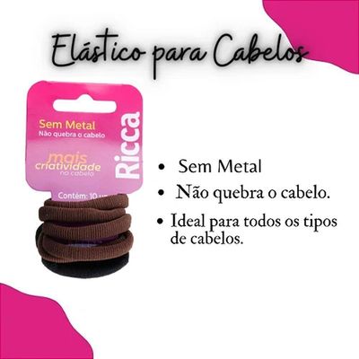 Elástico Para Cabelo Basics Sem Metal 15mm Ricca 10un