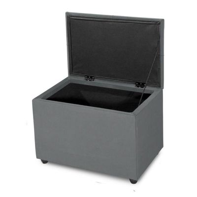 Puff Baú 60cm Porta Brinquedo Organização Assento Decorativo Cor cinza