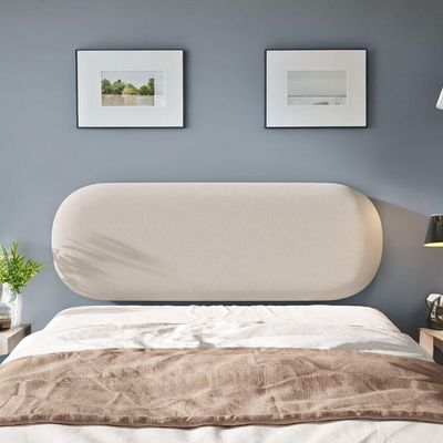 Painel Cabeceira Amaú Redonda P Cama De Casal Estofada bege