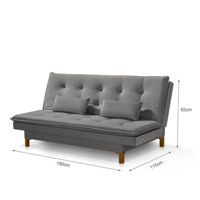Sofá Cama Bangkok Alto Padrão P Quarto Salas Tecido Veludo Cor cinza