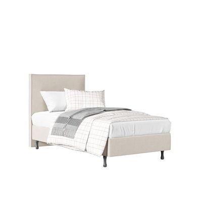 Cama Solteiro One com Cabeceira Moderna Em Mdf Pé Eucalipto bege