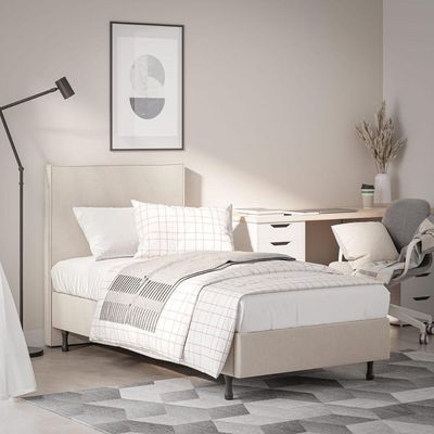 Cama Solteiro One com Cabeceira Moderna Em Mdf Pé Eucalipto bege
