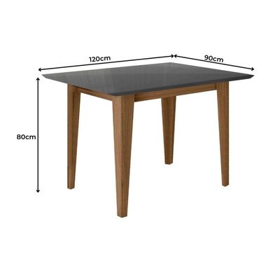 Mesa Para Sala De Jantar 120cm Retangular Tampo Chanfrado Kate Poliman Carvalho Com Grafite